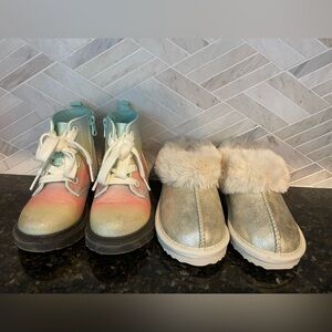 Cat & Jack Amaya Combat Boots + Faux Fur Cuff Booties - Toddler Girls Size 9